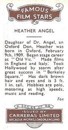 1935 Carreras Famous Film Stars #13 Heather Angel Back