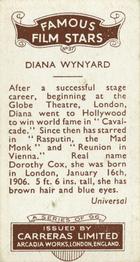 1935 Carreras Famous Film Stars #37 Diana Wynyard Back