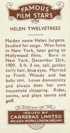 1935 Carreras Famous Film Stars #62 Helen Twelvetrees Back