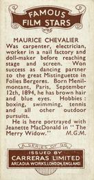 1935 Carreras Famous Film Stars #83 Jeanette MacDonald / Maurice Chevalier Back