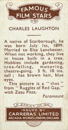 1935 Carreras Famous Film Stars #87 Zasu Pitts / Charles Laughton Back