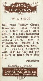 1935 Carreras Famous Film Stars #92 W.C. Fields / Baby Leroy Back