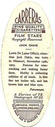 1934 Carreras Film Stars #25 Jack Oakie Back