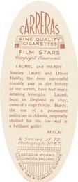 1934 Carreras Film Stars #67 Stan Laurel / Oliver Hardy Back