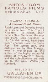 1935 Gallaher Shots from Famous Films #2 A Cup of Kindness Back