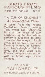 1935 Gallaher Shots from Famous Films #5 A Cup of Kindness Back