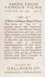 1935 Gallaher Shots from Famous Films #13 Spy 13 Back