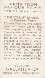 1935 Gallaher Shots from Famous Films #41 The Scarlet Empress Back