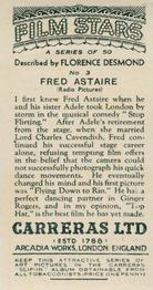 1936 Carreras Film Stars #3 Fred Astaire Back