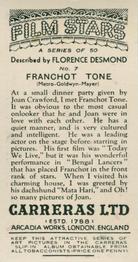 1936 Carreras Film Stars #7 Franchot Tone Back
