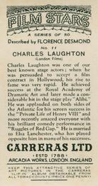 1936 Carreras Film Stars #11 Charles Laughton Back