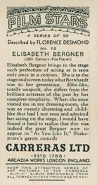 1936 Carreras Film Stars #12 Elisabeth Bergner Back