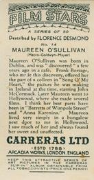 1936 Carreras Film Stars #14 Maureen O'Sullivan Back