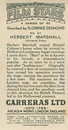 1936 Carreras Film Stars #21 Herbert Marshall Back