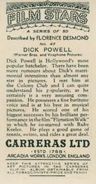1936 Carreras Film Stars #47 Dick Powell Back