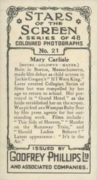 1936 Godfrey Phillips Stars of the Screen #21 Mary Carlisle Back