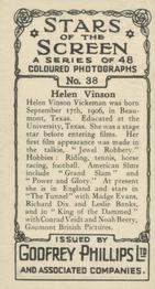 1936 Godfrey Phillips Stars of the Screen #38 Helen Vinson Back