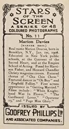 1936 Godfrey Phillips Stars of the Screen - Embossed #11 Marion Davies Back