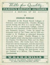 1937 Wills's Famous British Authors #24 Charles Morgan Back