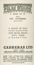 1937 Carreras Film Stars #22 Pat Paterson Back