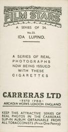 1937 Carreras Film Stars #23 Ida Lupino Back