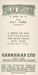 1937 Carreras Film Stars #26 Billy Huber Back