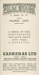 1937 Carreras Film Stars #44 Mildred Gaye Back