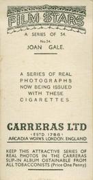 1937 Carreras Film Stars #54 Joan Gale Back