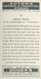 1938 Ogden's Actors Natural & Character Studies #41 Nancy Price Back