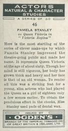 1938 Ogden's Actors Natural & Character Studies #46 Pamela Stanley Back