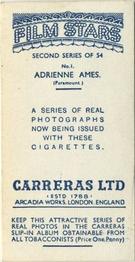 1938 Carreras Film Stars (Second Series) #1 Adrienne Ames Back