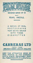 1938 Carreras Film Stars (Second Series) #3 Pearl Argyle Back