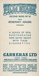 1938 Carreras Film Stars (Second Series) #4 Rosemary Ashlen Back