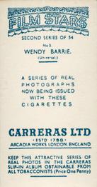 1938 Carreras Film Stars (Second Series) #5 Wendy Barrie Back
