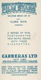 1938 Carreras Film Stars (Second Series) #7 Clara Bow Back