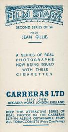 1938 Carreras Film Stars (Second Series) #28 Jean Gillie Back