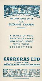 1938 Carreras Film Stars (Second Series) #30 Suzanne Kaaren Back