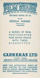 1938 Carreras Film Stars (Second Series) #44 Cecilia Parker Back