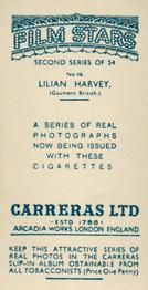 1938 Carreras Film Stars (Second Series) #46 Lilian Harvey Back