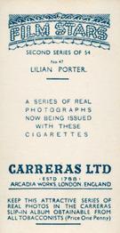 1938 Carreras Film Stars (Second Series) #47 Lillian Porter Back