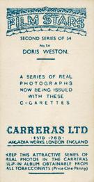 1938 Carreras Film Stars (Second Series) #54 Doris Weston Back