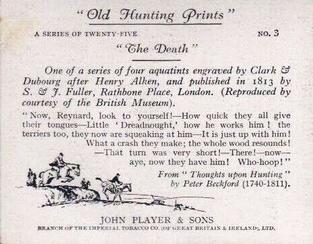 1938 Player's Old Hunting Prints #3 The Death Back