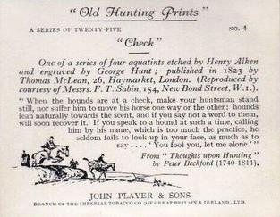 1938 Player's Old Hunting Prints #4 Check Back