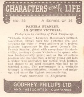 1939 Godfrey Phillips Characters Come to Life #32 Pamela Stanley as Queen Victoria Back