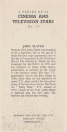 1955 Barbers Tea Cinema and Television Stars #15 John Slater Back