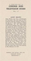1955 Barbers Tea Cinema and Television Stars #17 Janet Brown Back