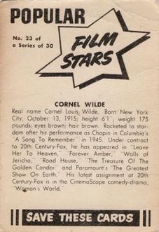 1955 Cereal Foods Popular Film Stars (Australian) #23 Cornel Wilde Back