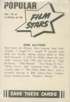 1955 Cereal Foods Popular Film Stars (Australian) - Crispies Vita-Brits #14 June Allyson Back