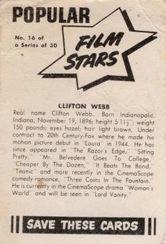 1955 Cereal Foods Popular Film Stars (Australian) - Crispies Vita-Brits #16 Clifton Webb Back