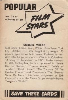 1955 Cereal Foods Popular Film Stars (Australian) - Crispies Vita-Brits #23 Cornel Wilde Back